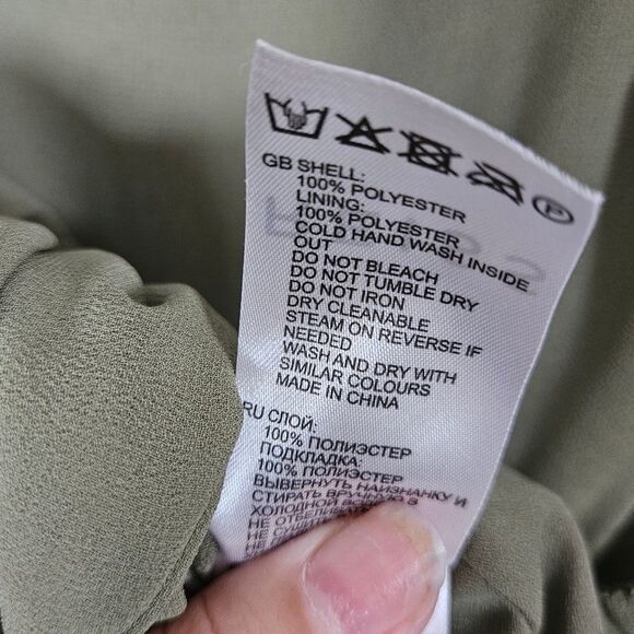 REISS Orelle Pintuck Panel Mini Skirt Olive Pleated Size 8 - Picture 9 of 10